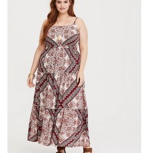 Red Scarf Print Challis Maxi Dress